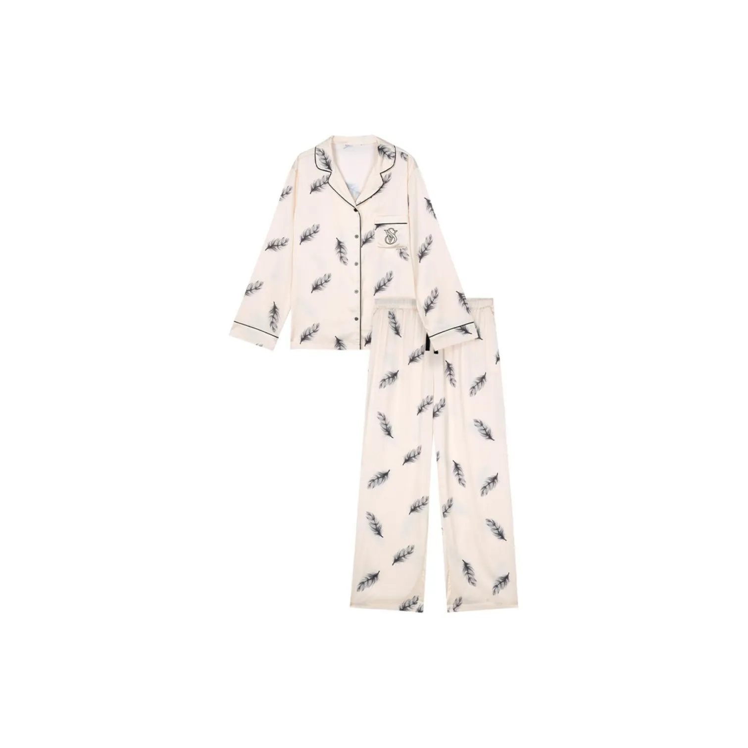 Victoria's Secret Pajama Set Women's Champagne Feather
