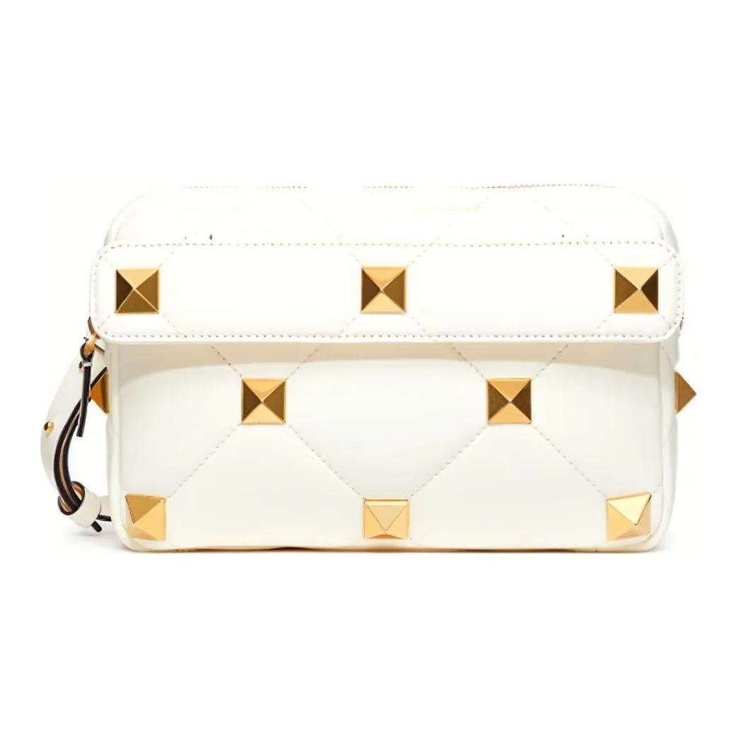 Valentino Roman Stud Soft Sheep Leather Handbag, Shoulder Bag, Crossbody Bag Men's White