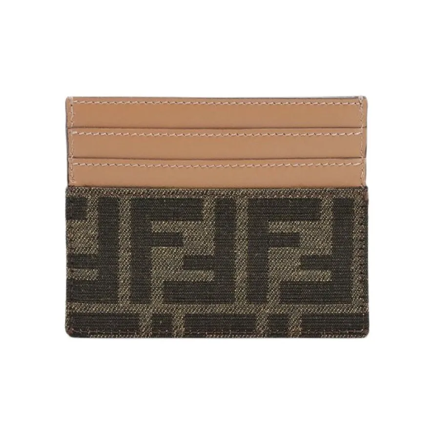 FENDI Жаккард Телячья кожа Держатель для карт Женские Коричневый