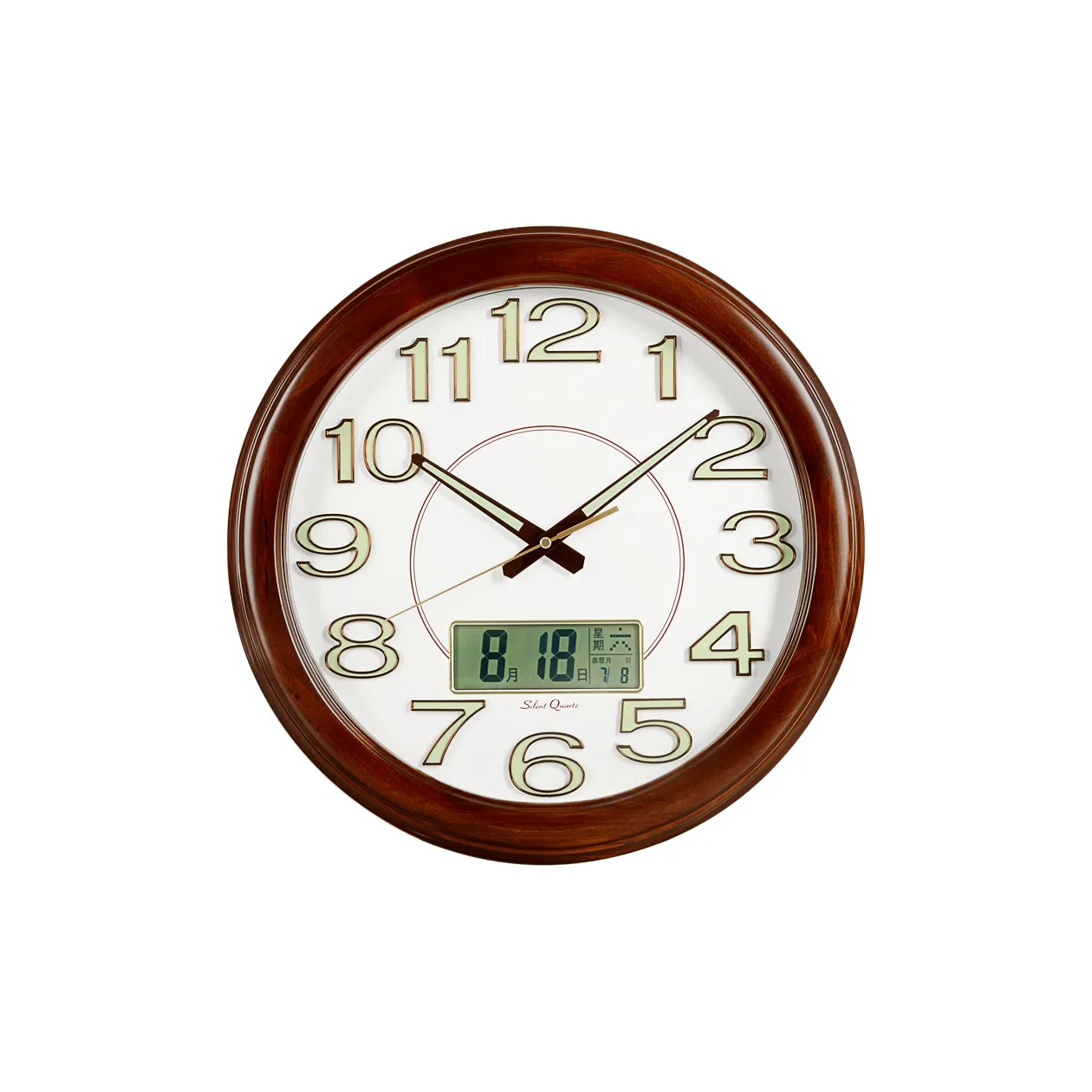 HENSE Кварцевый механизм массивная древесина настенный часы унисекс белый HW23