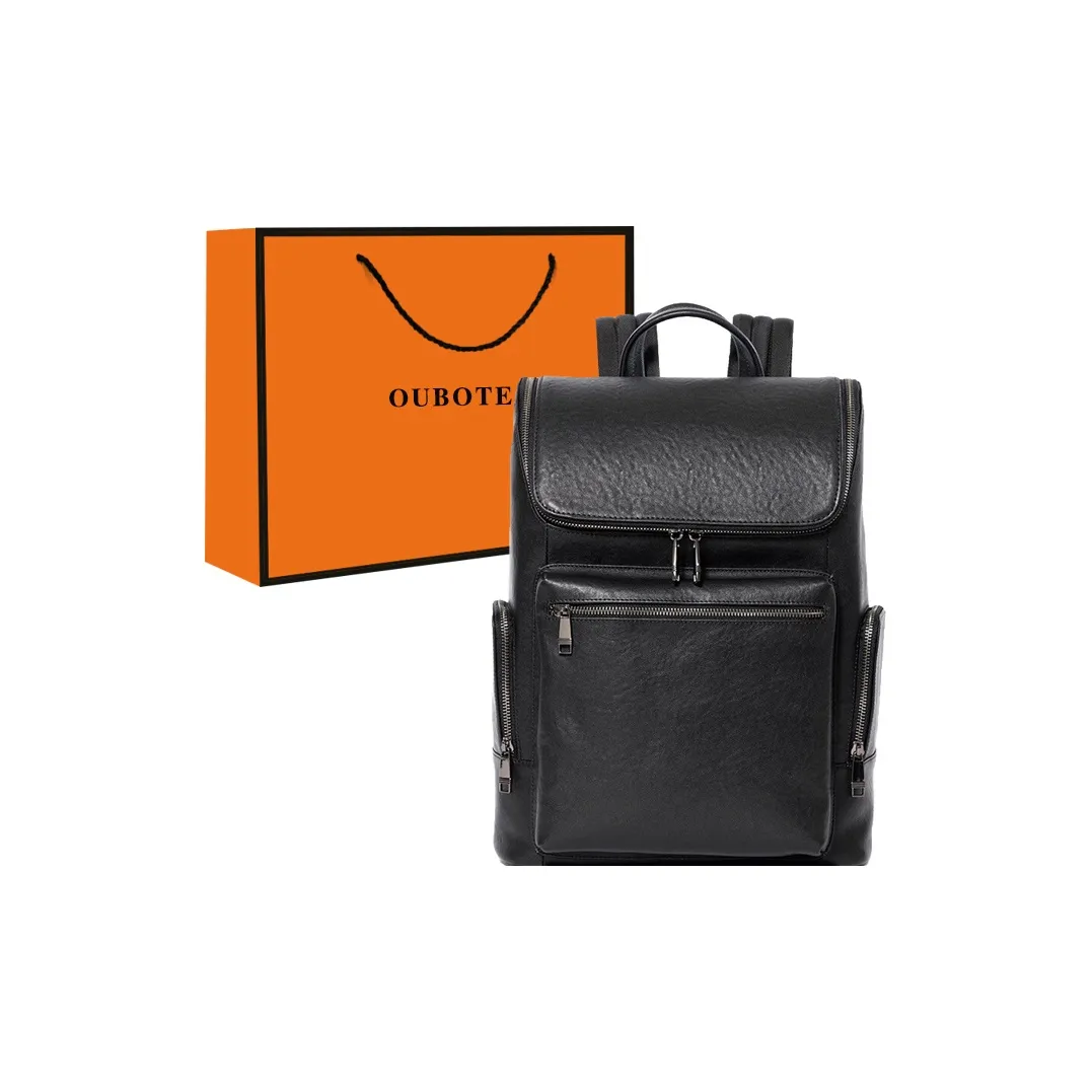 OUBOTE Рюкзак из коровьей кожи стандартный мужской черный