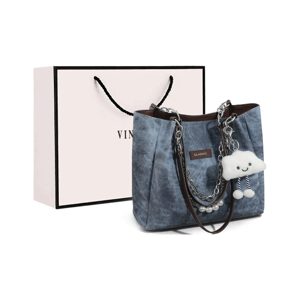 VINEY Сумка через плечо из синтетической кожи стандартная женская синяя