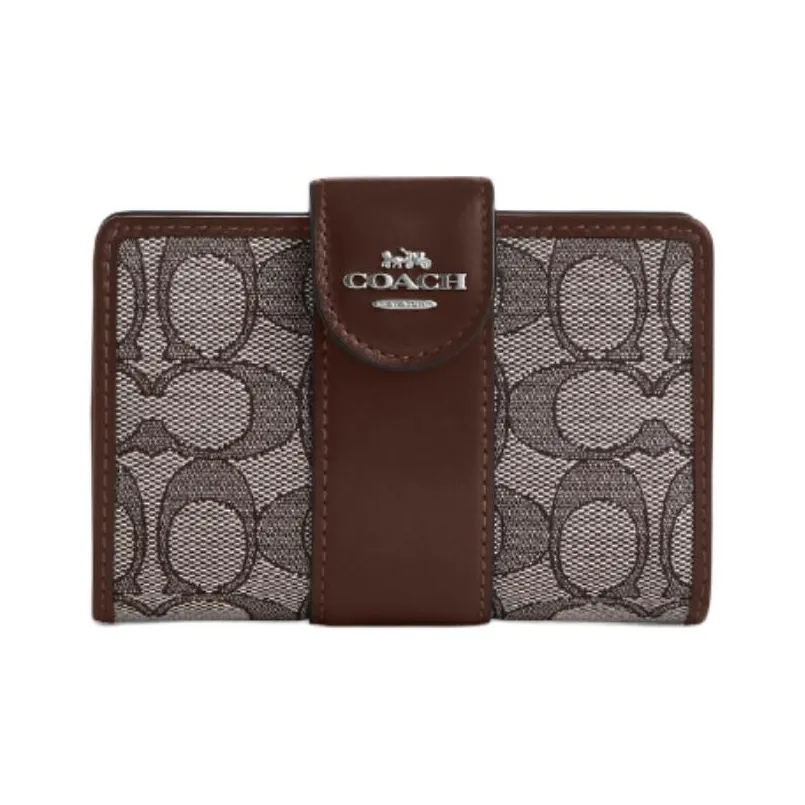 COACH Corner Zip Телячья кожа Кошелек Средний Женские Кленовый Красный