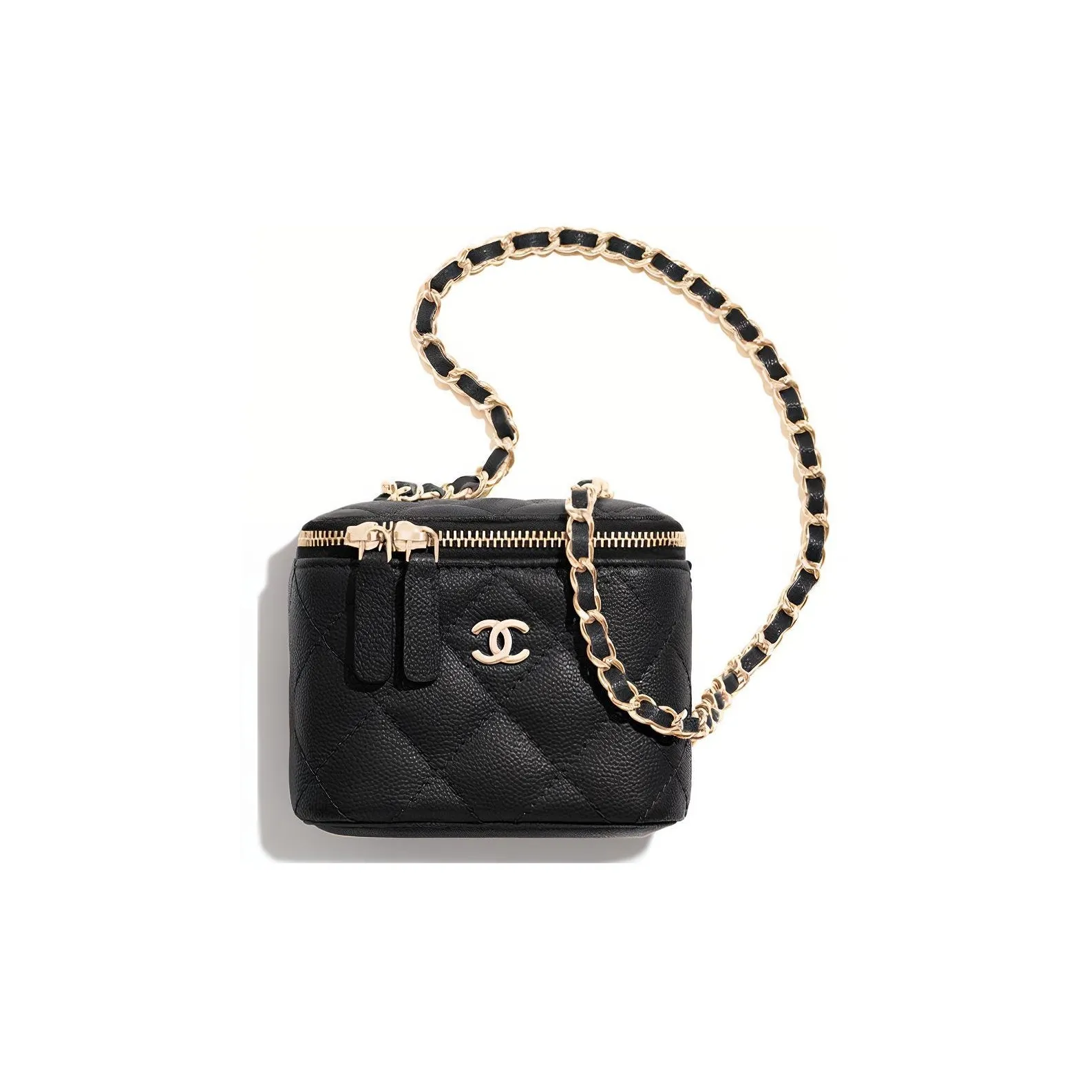 CHANEL 22c Early Spring Grain Embossed Cow Leather Box Bag, Shoulder Bag, Crossbody Bag Mini Women's Black