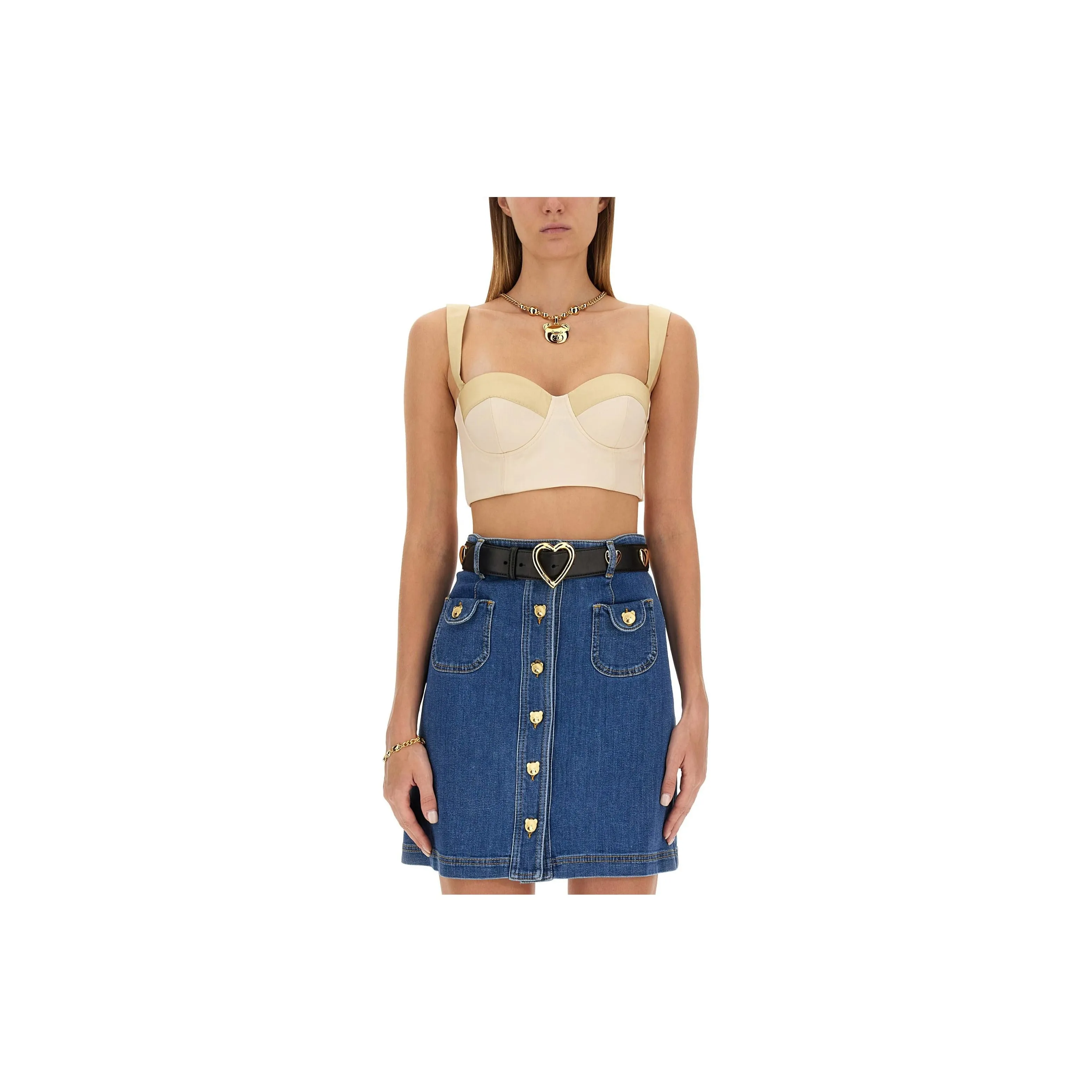 MOSCHINO Cropped Bustier-Style Tank Top