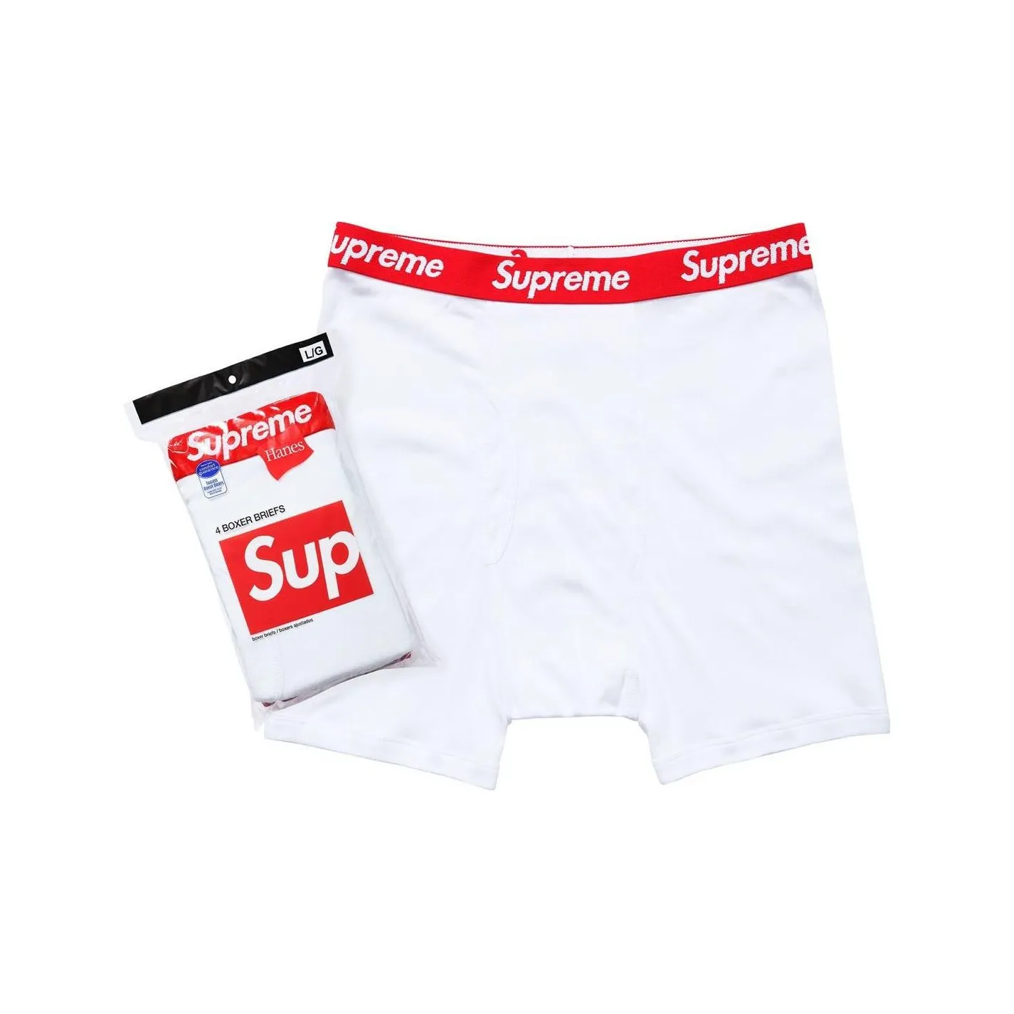 Supreme X Hanes Boxer Briefs 4 Pack 
Black
