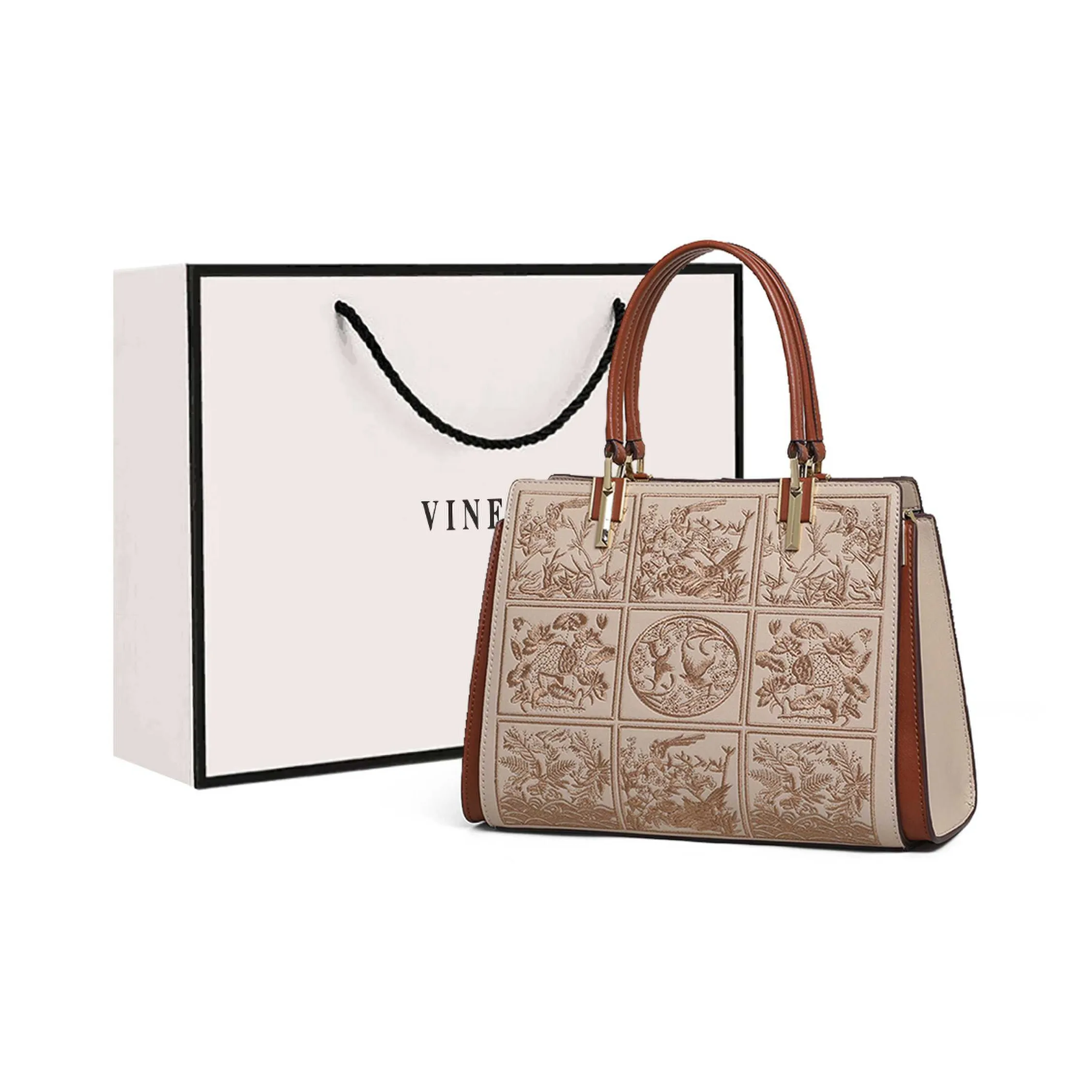 VINEY Корова Кожа Сумка Сумка через плечо Сумка через плечо Сумка для мамы Большая Женская Бежевая Абрикосовая