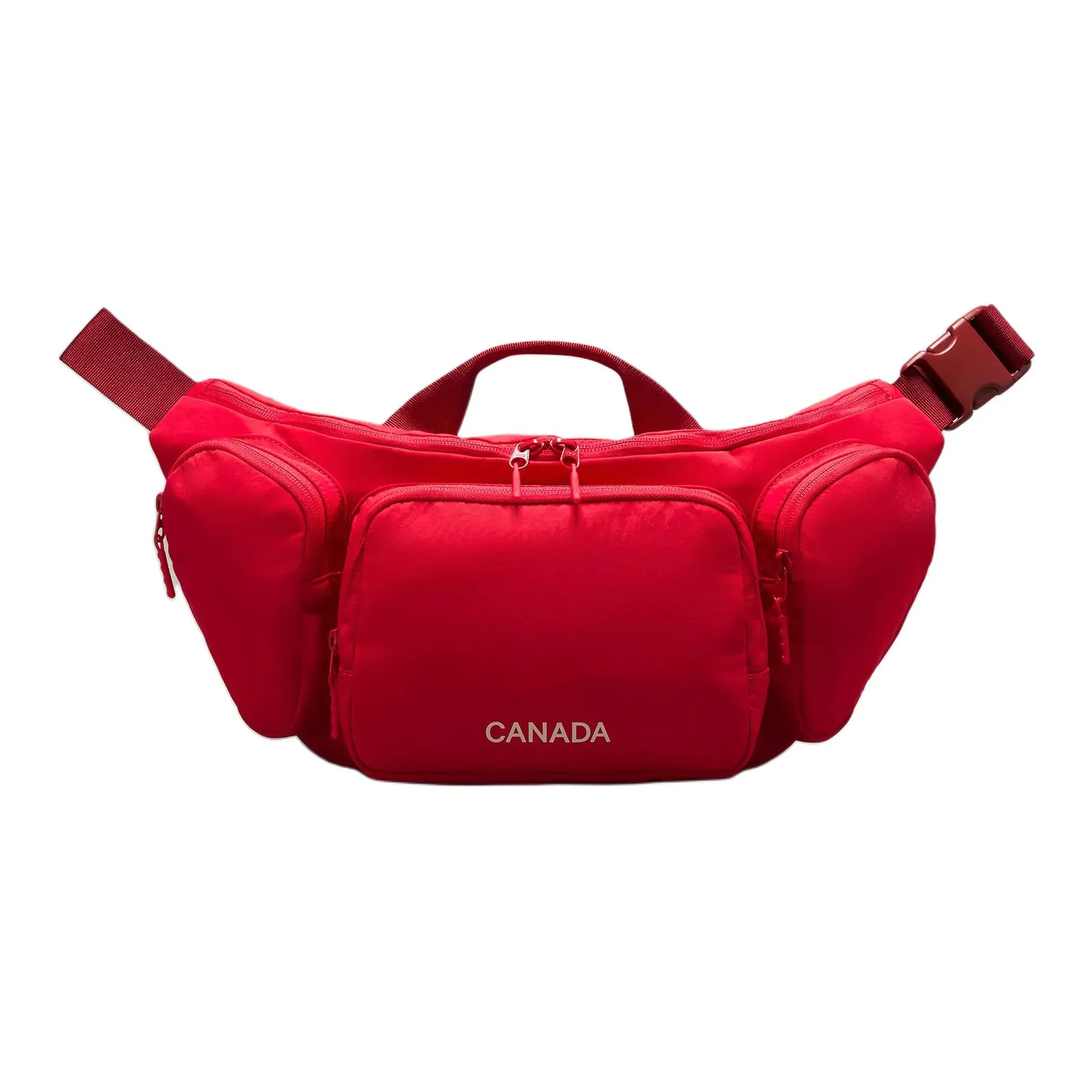 Lululemon Team Canada Nylon Shoulder Bag Crossbody Bag Large Size Unisex Spicy Red