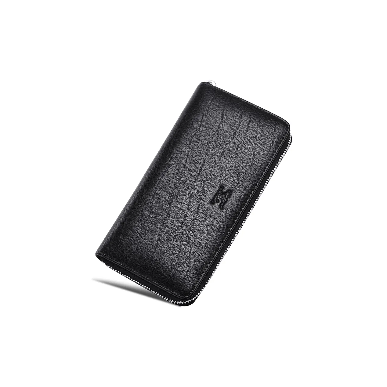 SEPTWOLVES Top Grain Cow Leather Wallet With Zip Closure Crossbody Bag Men's Black