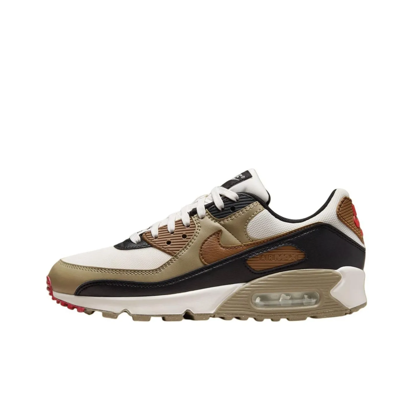 Nike Air Max 90 Phantom Black Fire Red Light British Tan Women's