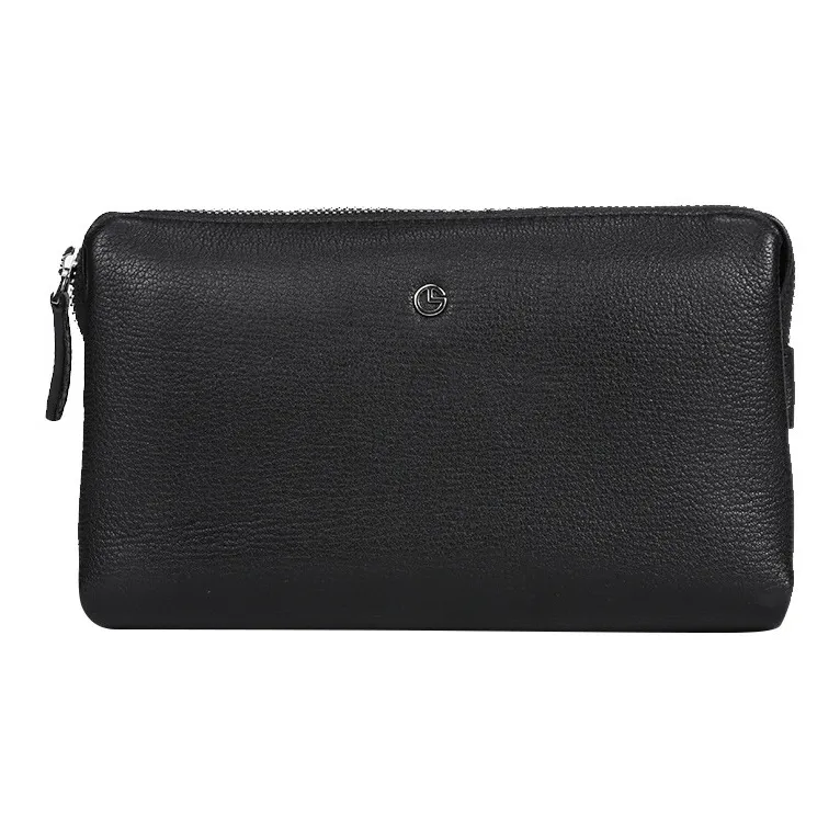 GOLDLION Top Grain Cow Leather Clutch Tubas Men's Black