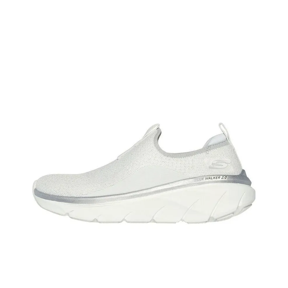 Skechers D'Lux Walker 2.0 Low Top Casual Shoes Women's White Silver