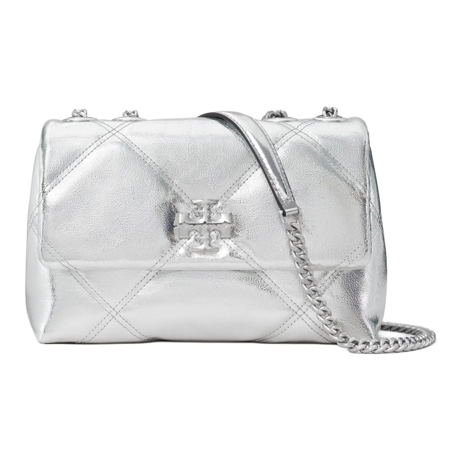 TORY BURCH Kira Leather Crossbody Bag, Shoulder Bag Trumpets Women's Silver