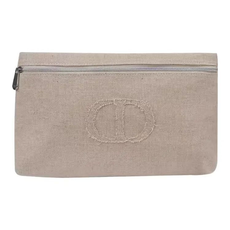 DIOR Linen Solid Color Large Capacity Cosmetic Bag Storage