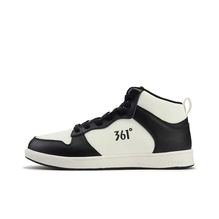 361° Air Force One Anti Slip Wear Resistant Mid Top Skateboard Shoes Men's Obsidian Black Feather White