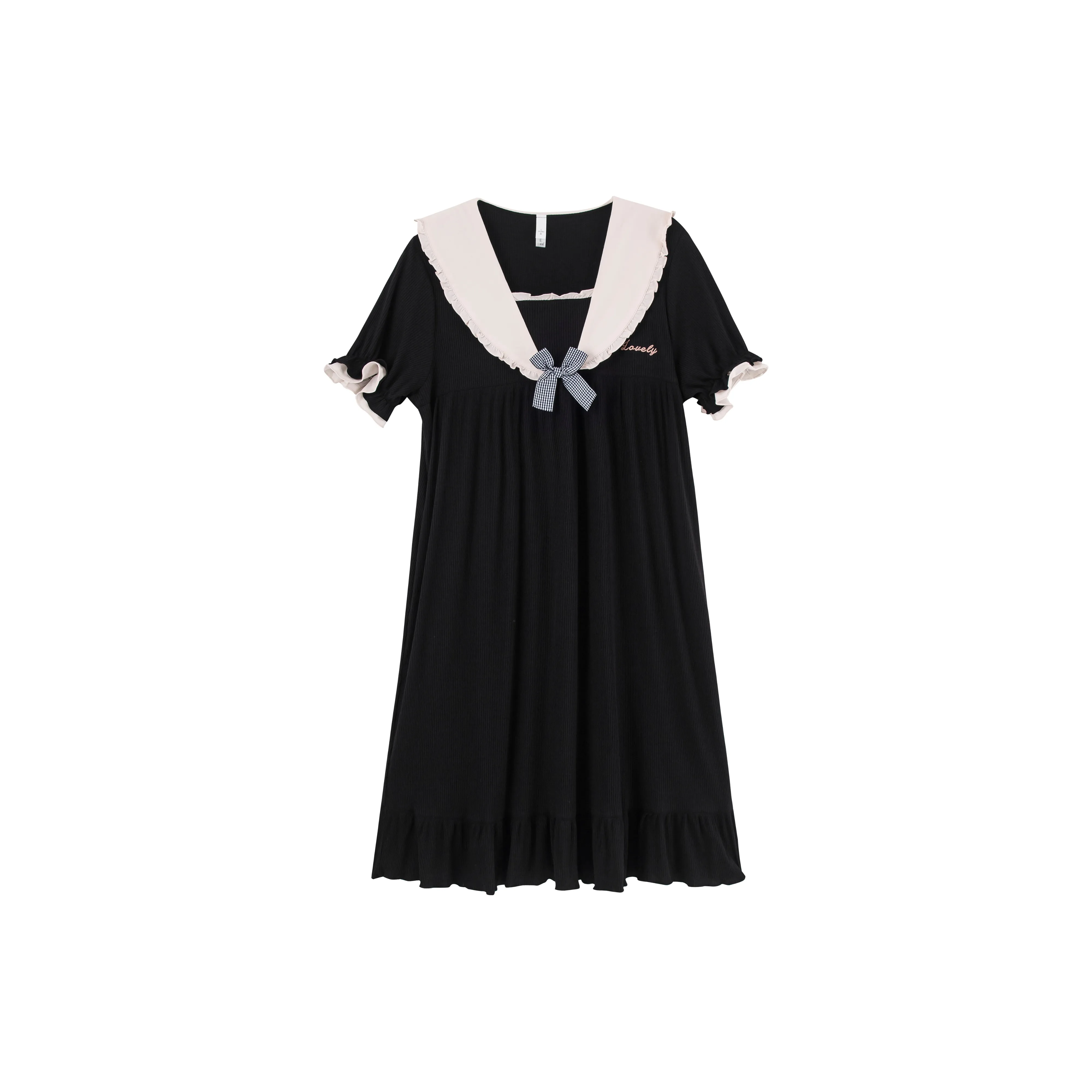 X QINGE Nightgown Summer Women's Black