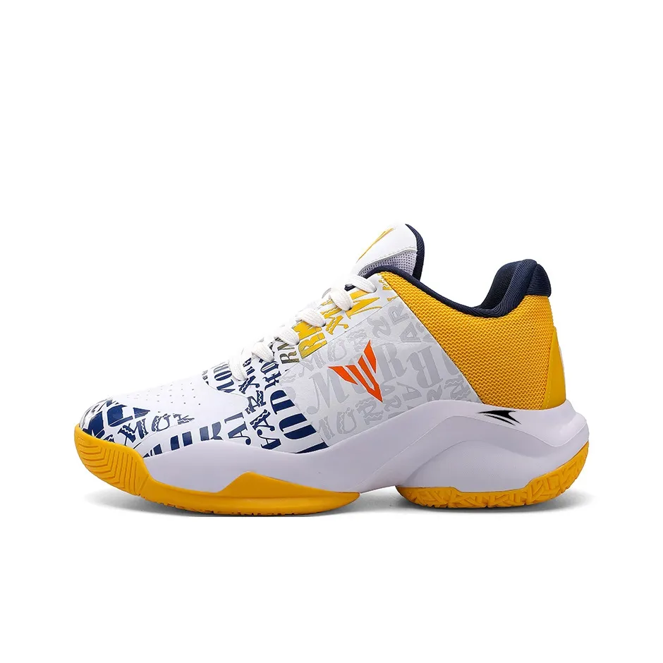 Kinglake Slip-resistant Abrasion-resistant MID Топ Баскетбольные кроссовки для игры Мужской Желтый Белый