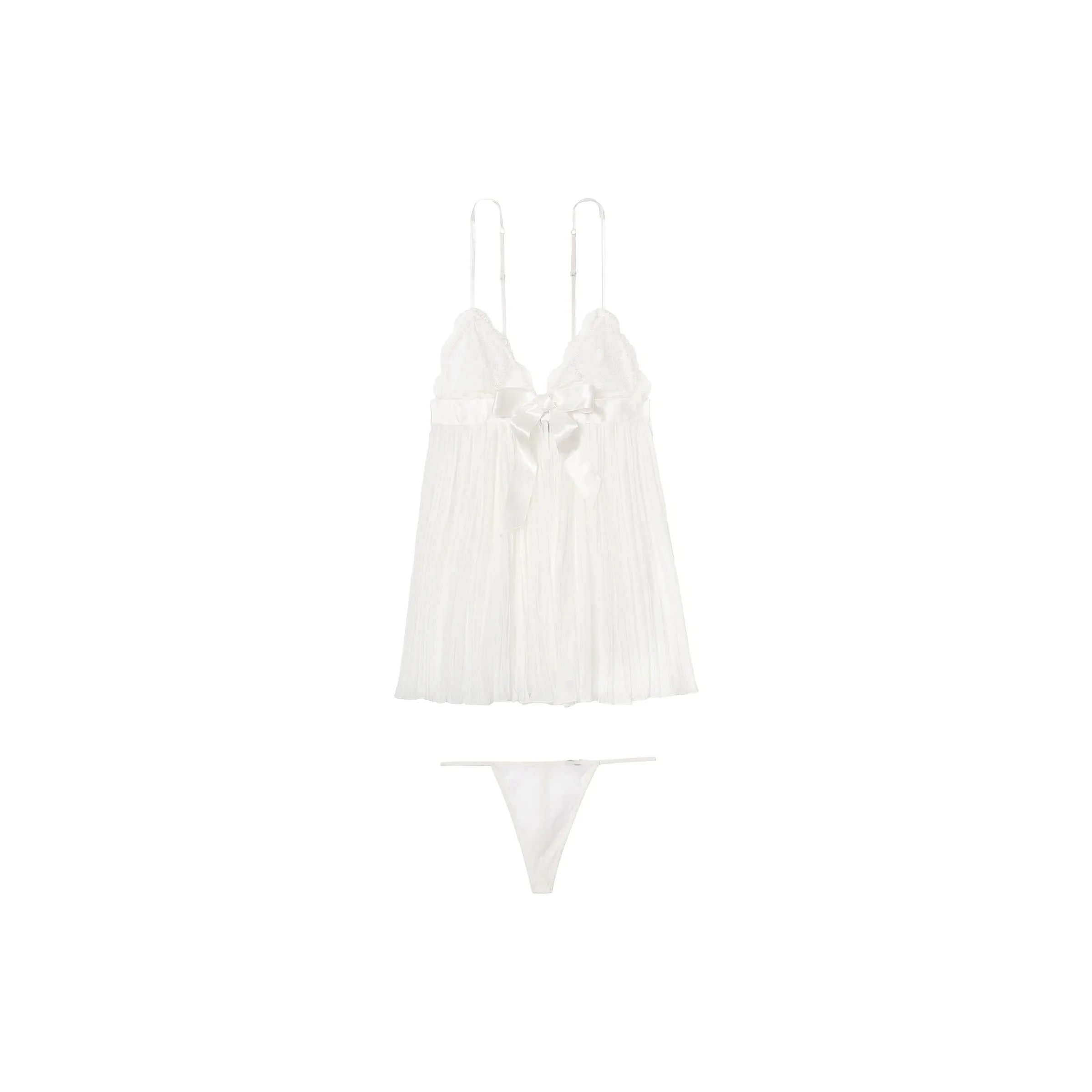 Victoria's Secret VERY SEXY Pleated Babydoll Set Underwear Set Women's White
