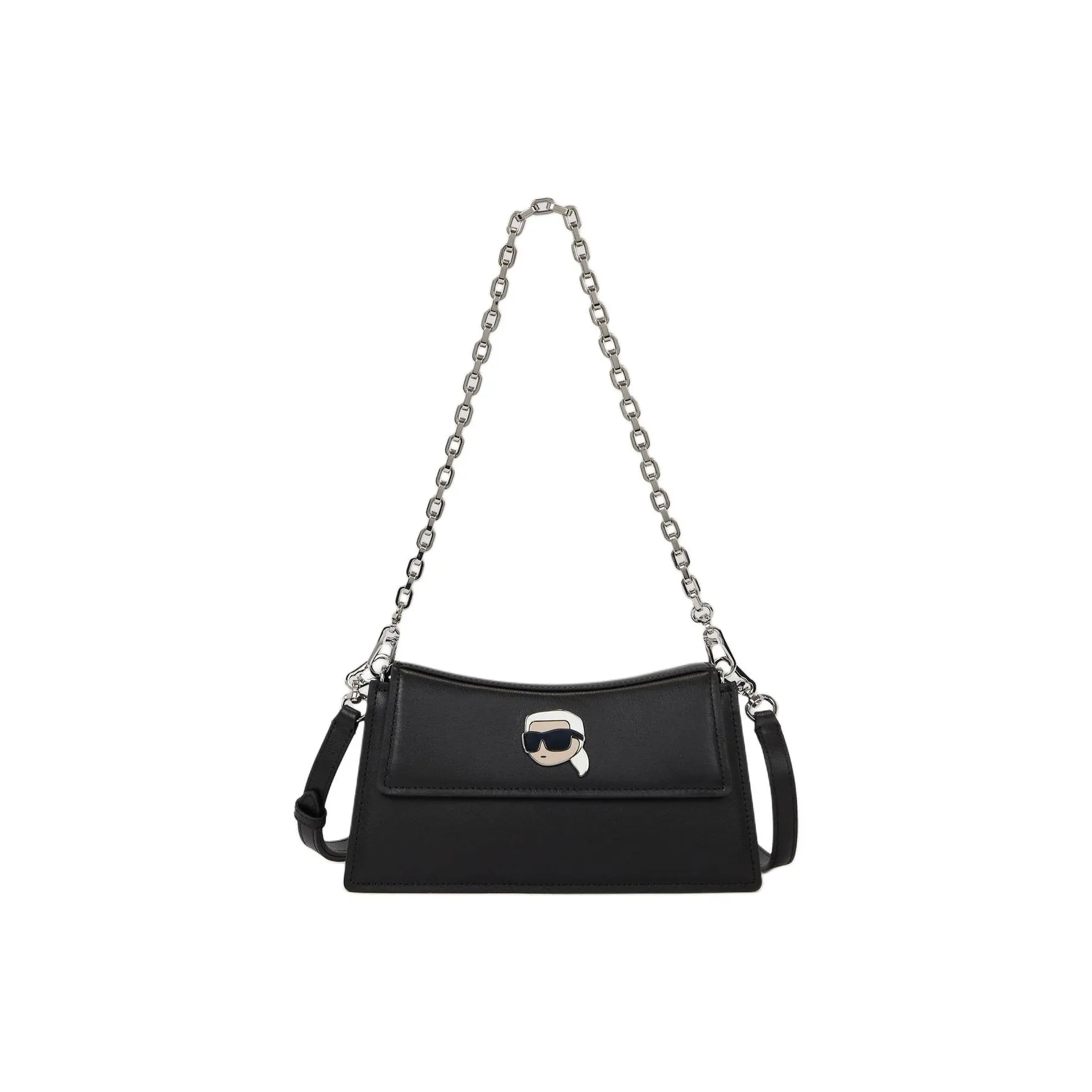 KARL LAGERFELD K/Ikonik Cow Leather Crossbody Bag, Shoulder Bag Women's Black