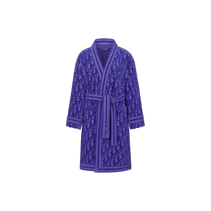 DIOR All Over Oblique Terry Jacquard Bathrobe 'Navy'