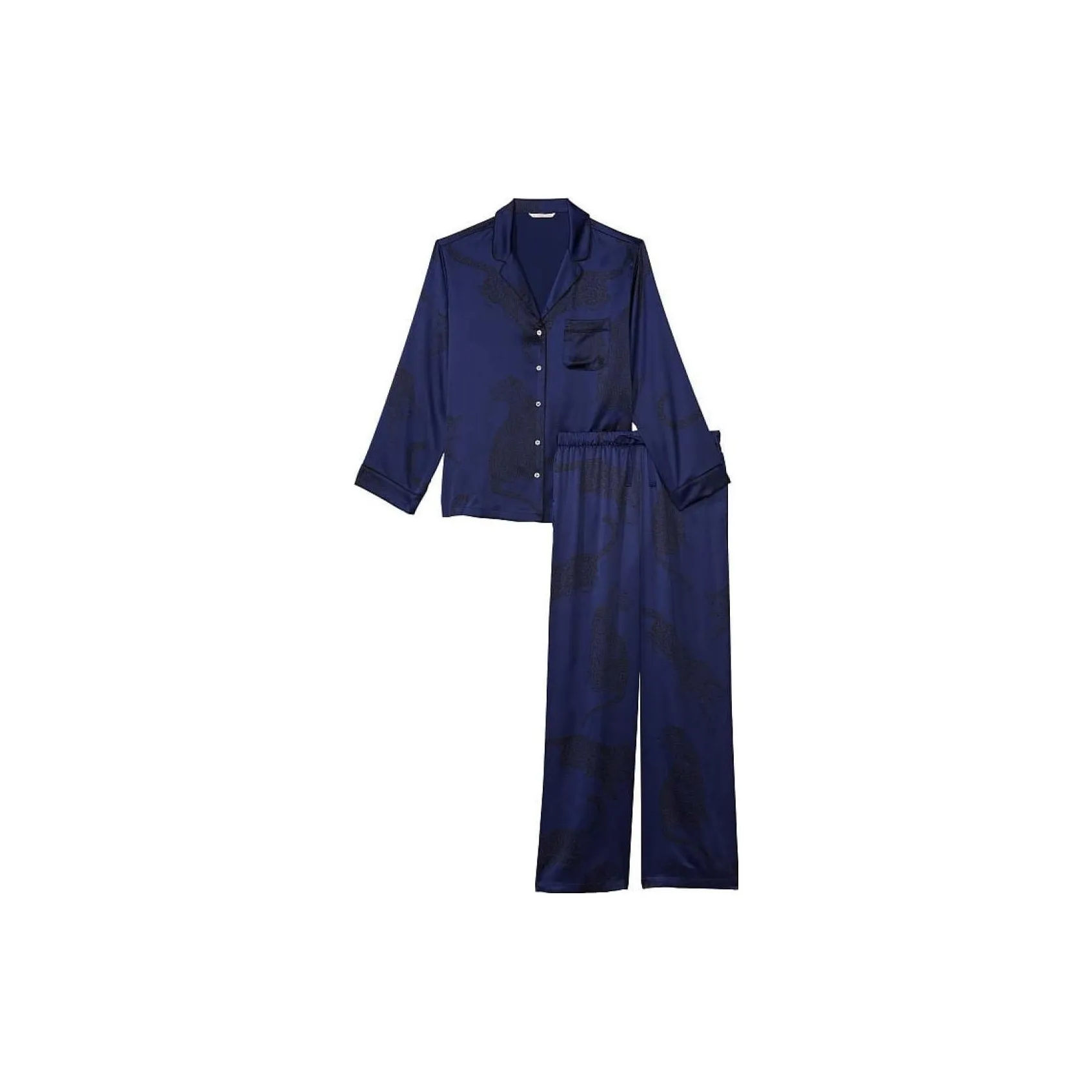 Victoria's Secret Satin Long Pajama Set Pajama Set Women's Dark Blue