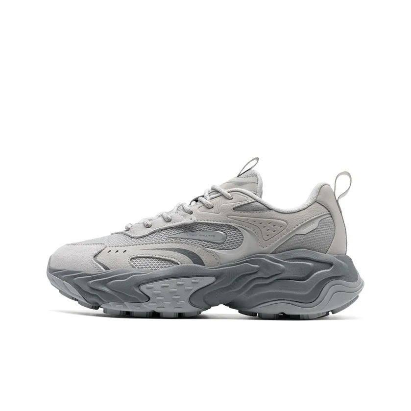 XTEP Migratory Lightweight Height Increasing Low-Top Casual Shoes Men's Dove Gray/Plain Elegant Gray