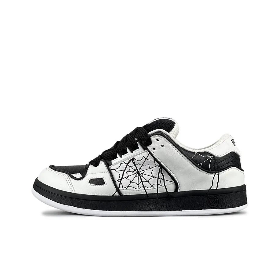 VFDF Slip-resistant Abrasion-resistant Low-top Skateboard Shoes Unisex White And Black Spider