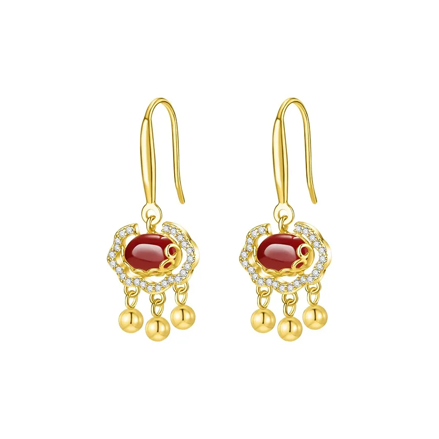 Mom's Gift Agate Jade Earrings Women's
