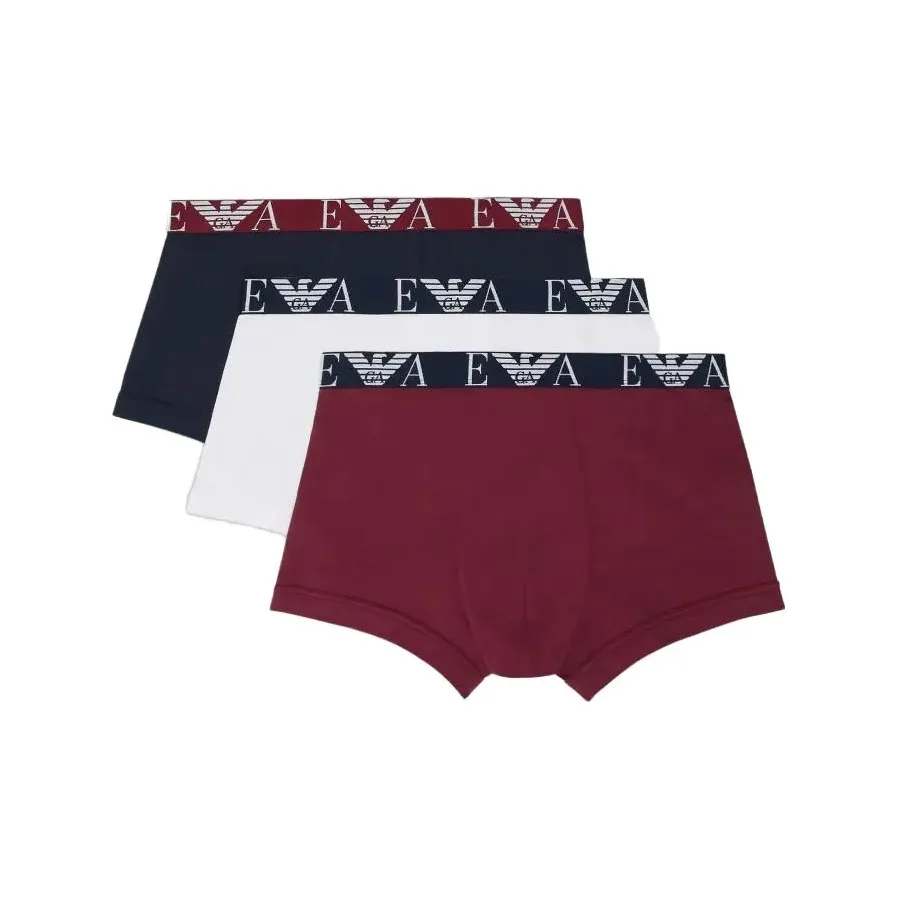 EMPORIO ARMANI 3 упаковки бордовый + белый + морской синий мужские боксер-шорты