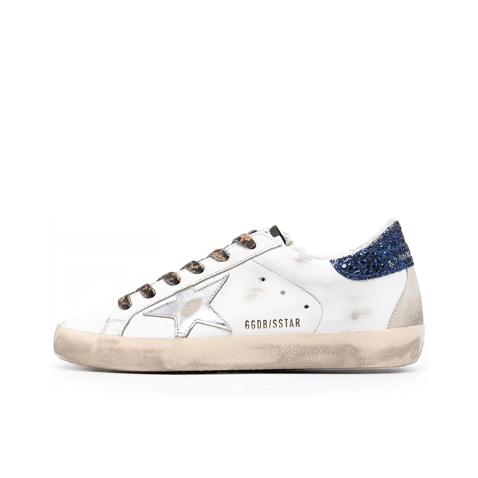 Golden Goose Super Star Stylish Skateboarding Shoes Women's White Blue Vintage Version