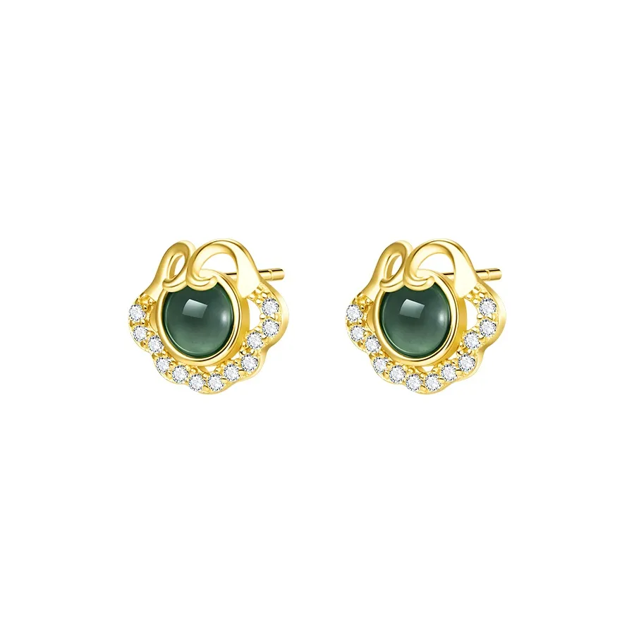 Mom's Gift Glutinous Jade Jadeite Stud Earrings Women's