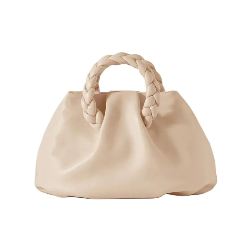 Hereu Пэчворк из кожи с овчиной через плечо одно плечо сумка маленькая женская сливочный