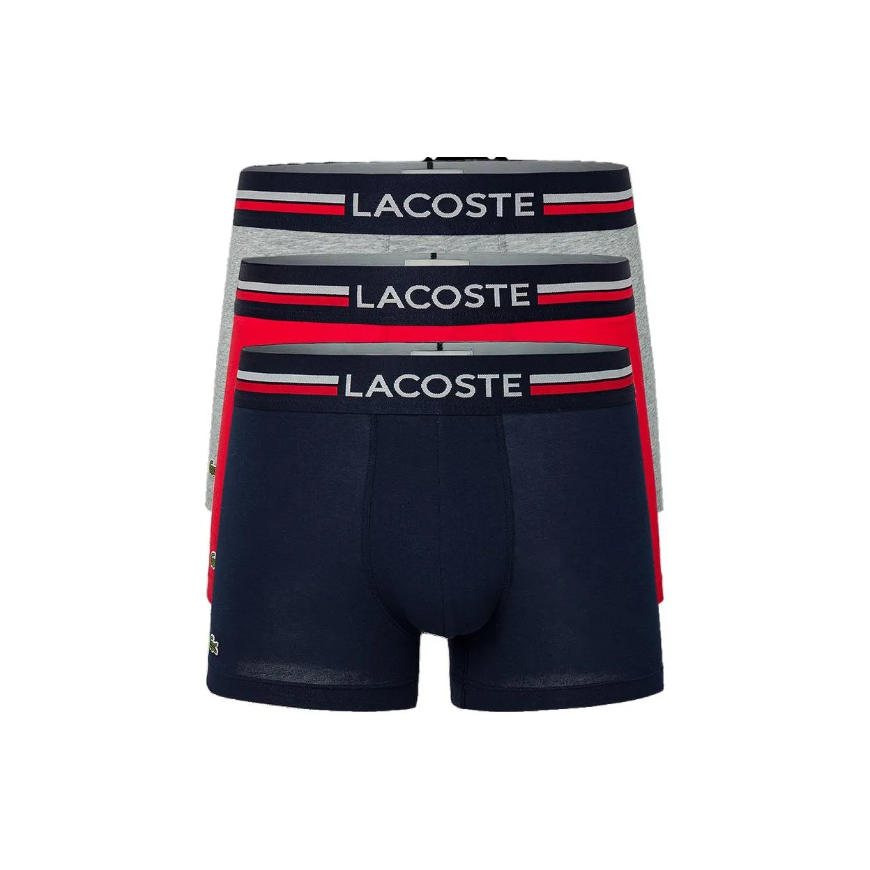 Коллаборация LACOSTE 3 упаковки Светло-серый/Красный/Темно-синий Мужские боксеры