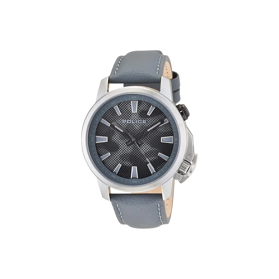 Police Wrist Watch Manual Mechanical Movement Leather Strap 44mm Black Dial Men's Watches