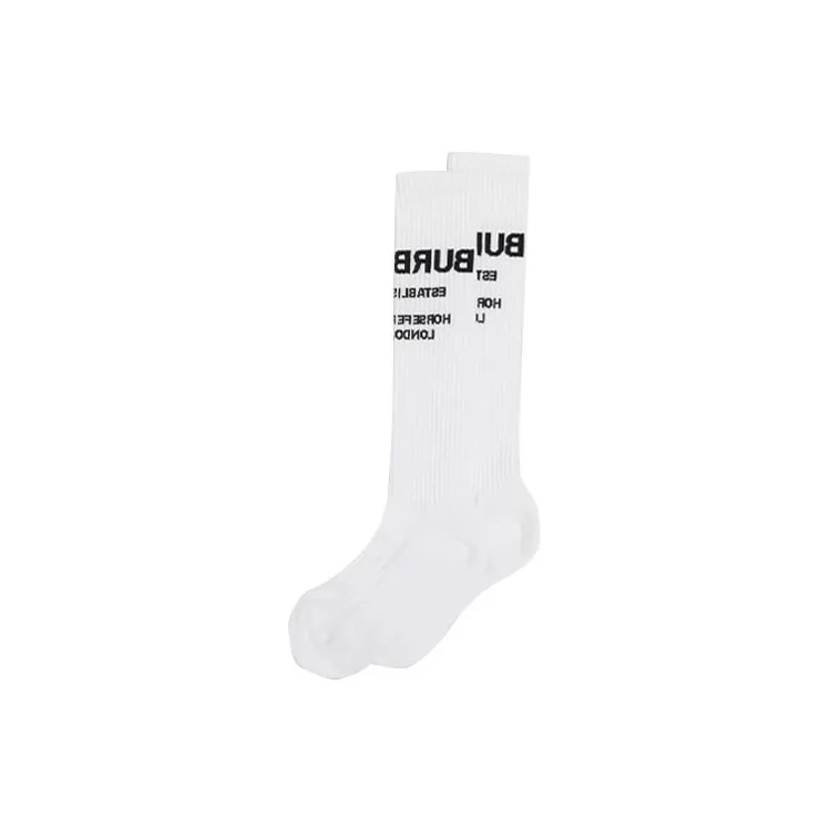 Burberry Knee High Socks Unisex 1 Pack White