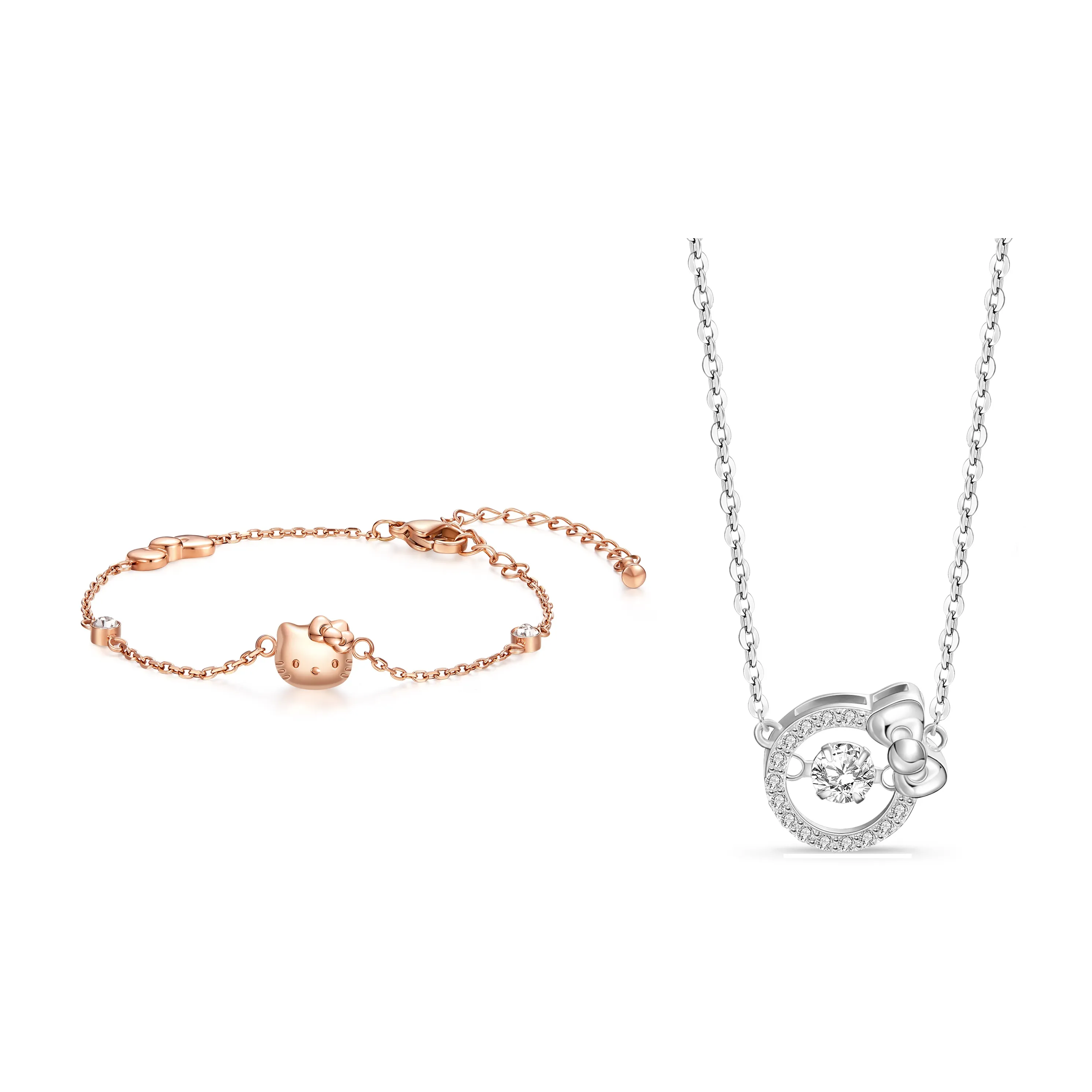 TIDECOLOR Hello Kitty Титановый Стальной Браслеты Женские Розовое Золото