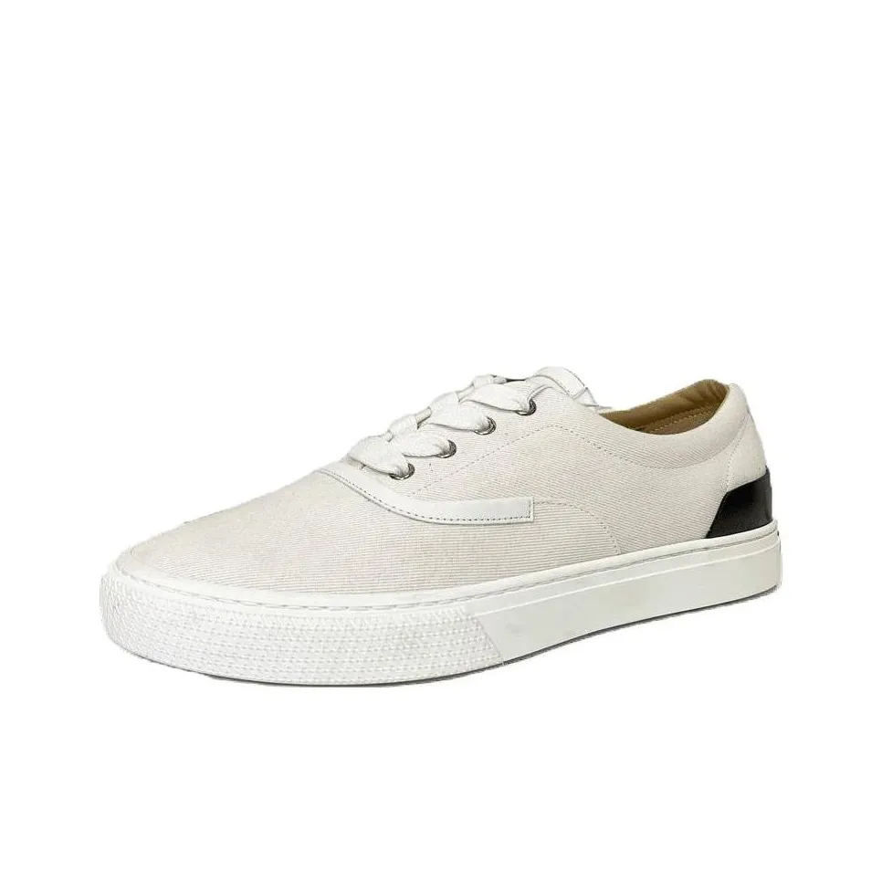 HERMES Low-Top Canvas Shoes Men's White