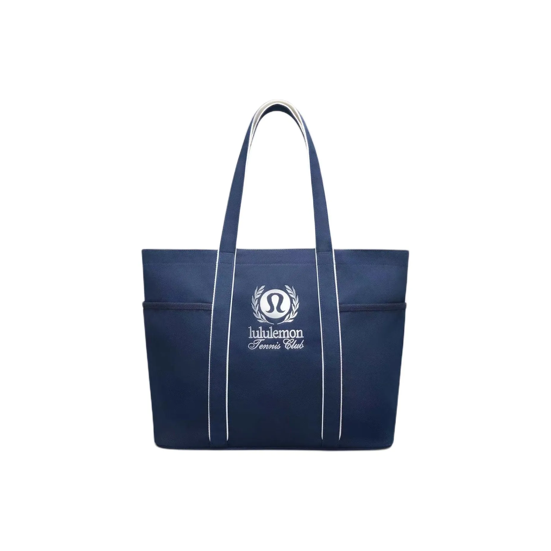 Lululemon Cotton Blend Canvas Tote Bag Shopping Bag Handbag Shoulder Bag Unisex Marine Blue