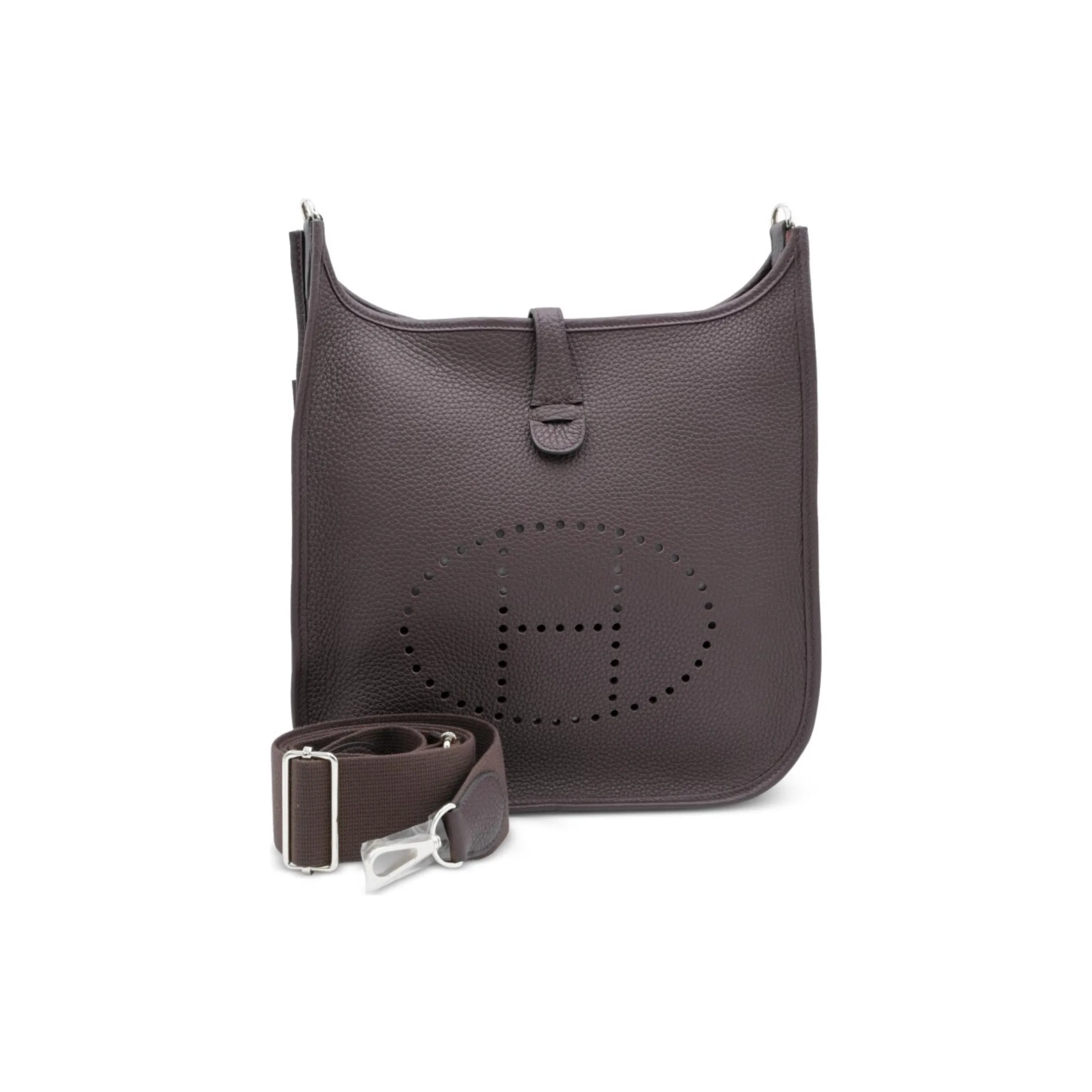 HERMES Evelyne Clemence Bullock Leather Crossbody Bag Shoulder Bag Women's 3S Macassar Ebony Wood Color