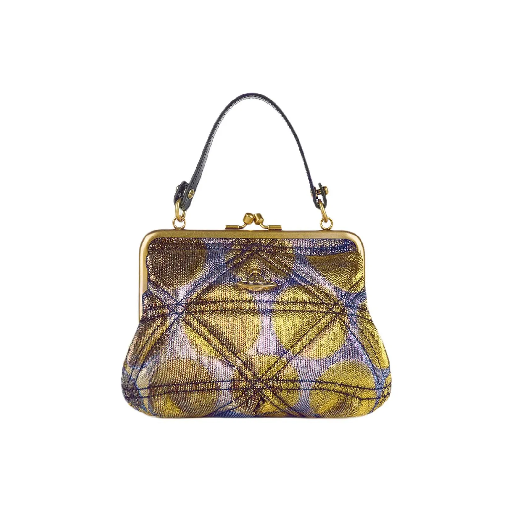 Vivienne Westwood Granny Frame Recycled Polyester Money Shoulder Bag Crossbody Bag Handbag Women's Gold