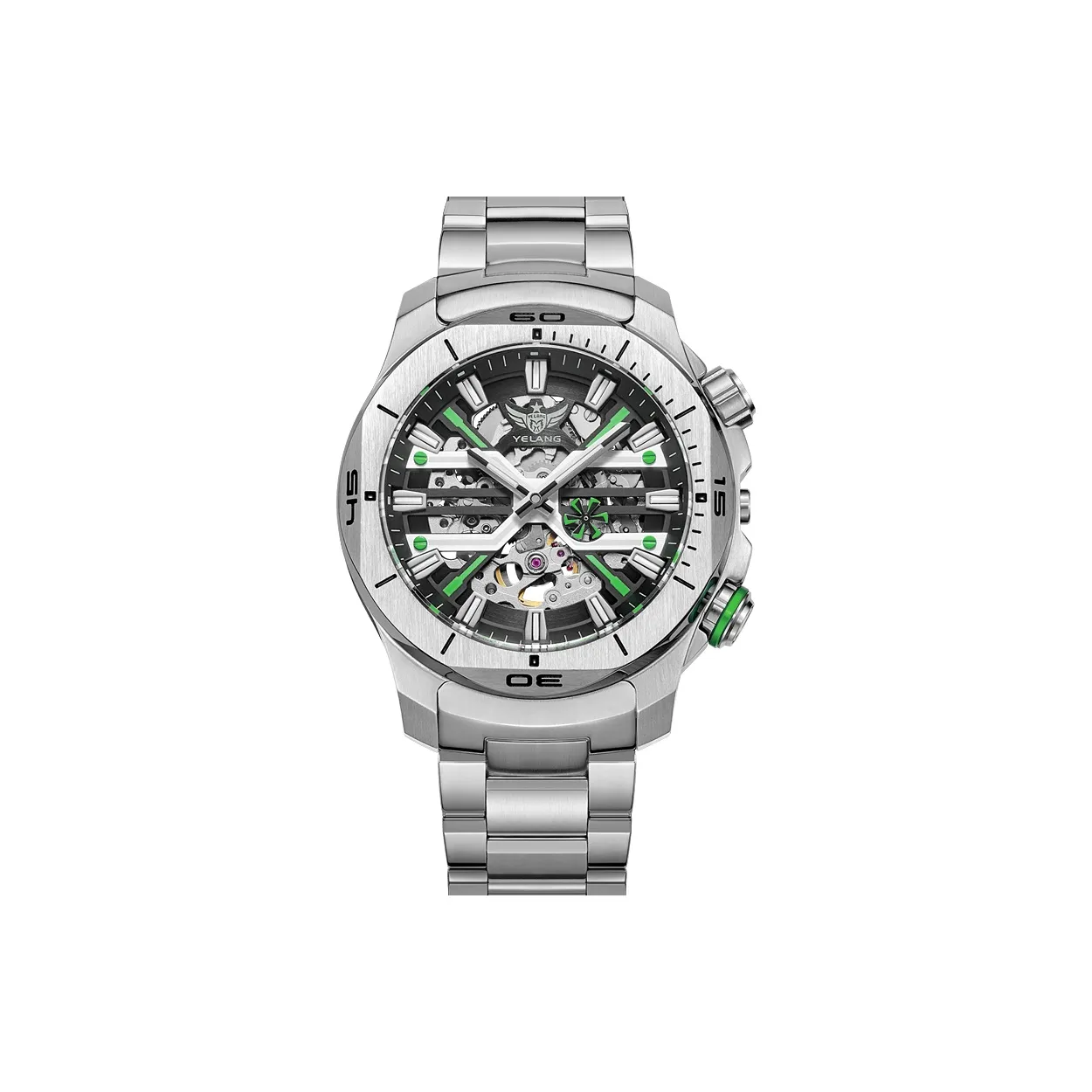 YELANG X Collection Автоматический Механический Механизм Нержавеющая Сталь Ремешок Часы Мужские Часы Синий Циферблат