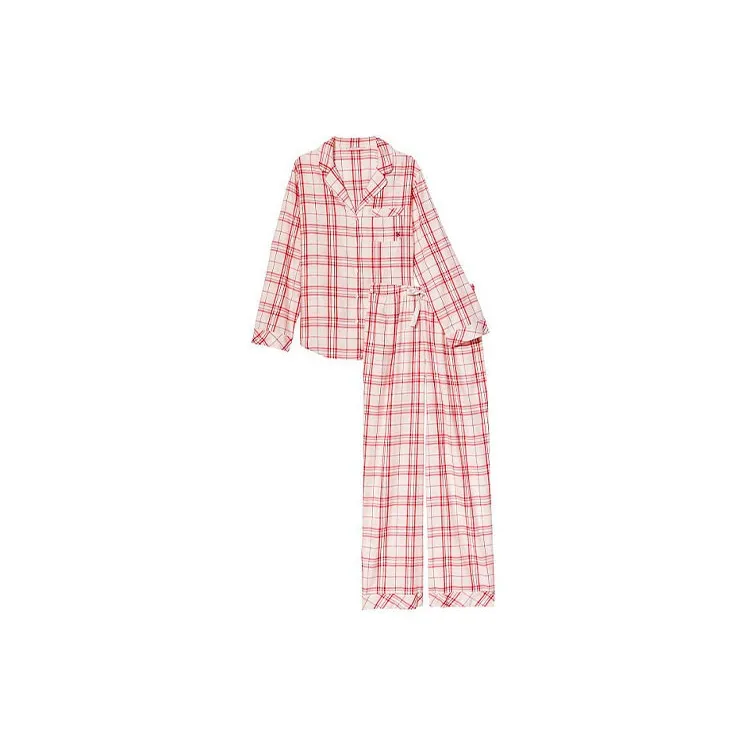 Victoria's Secret Pajama Set Women's Red White Plaid