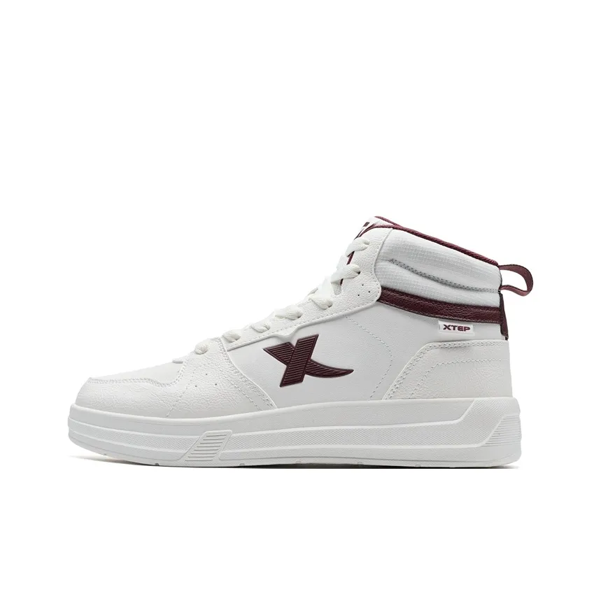 XTEP Устойчивые к истиранию высокие кроссовки для скейтбординга Мужские Белый Красный