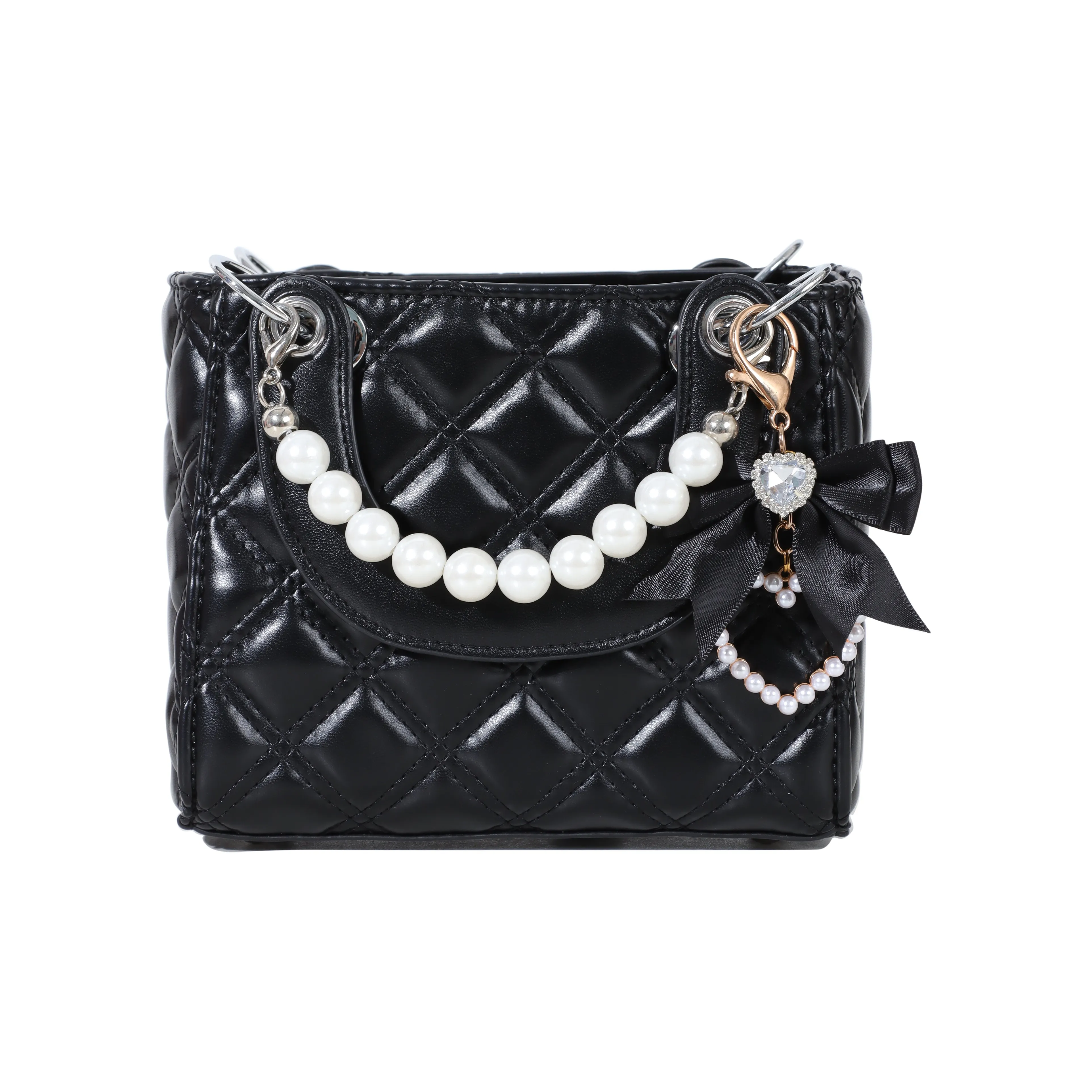 OTA PU Detachable Rhinestone-Embellished Bowknot Charm Crossbody Bag Women's Multicolor