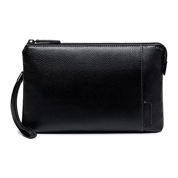 HLA Клатч из крупнозернистой текстуры коровьей кожи ручной работы кошелек большой мужской черный