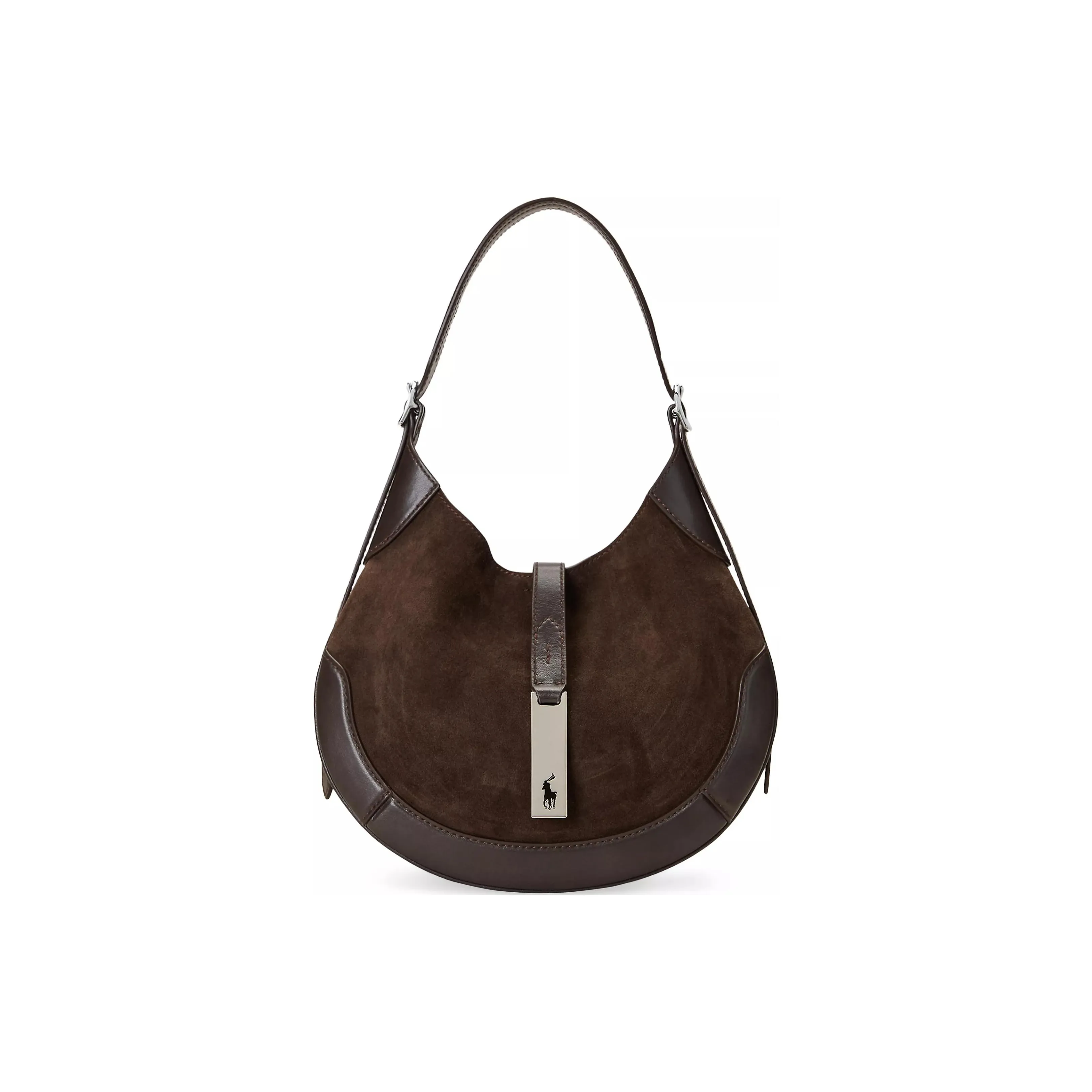 Polo Ralph Lauren Polo ID Nubuck Portable Crossbody Bag, Shoulder Bag Trumpets Women's Chocolate