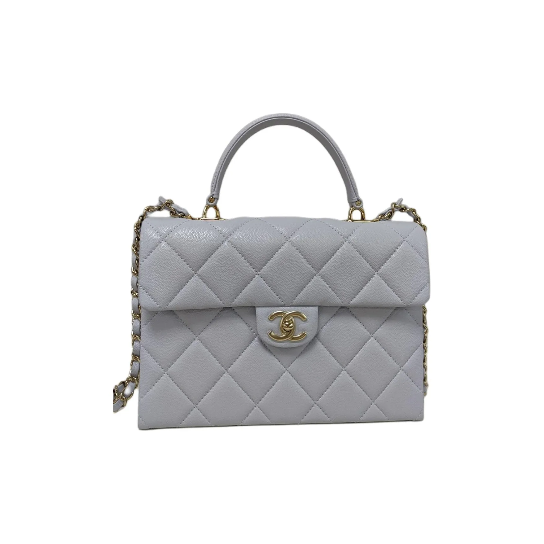 CHANEL Cow Leather Shoulder Bag, Crossbody Bag, Handbag Women's Gray Blue