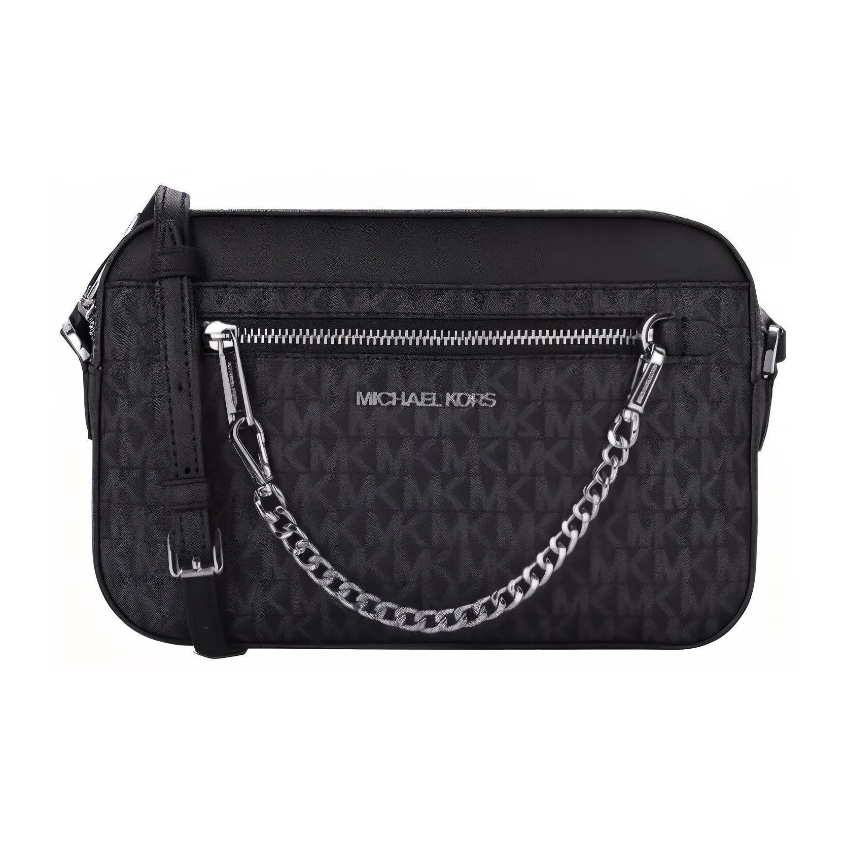 MICHAEL KORS Jet Set PVC With Leather Camera Bag, Crossbody Bag, Shoulder Bag Women's Black