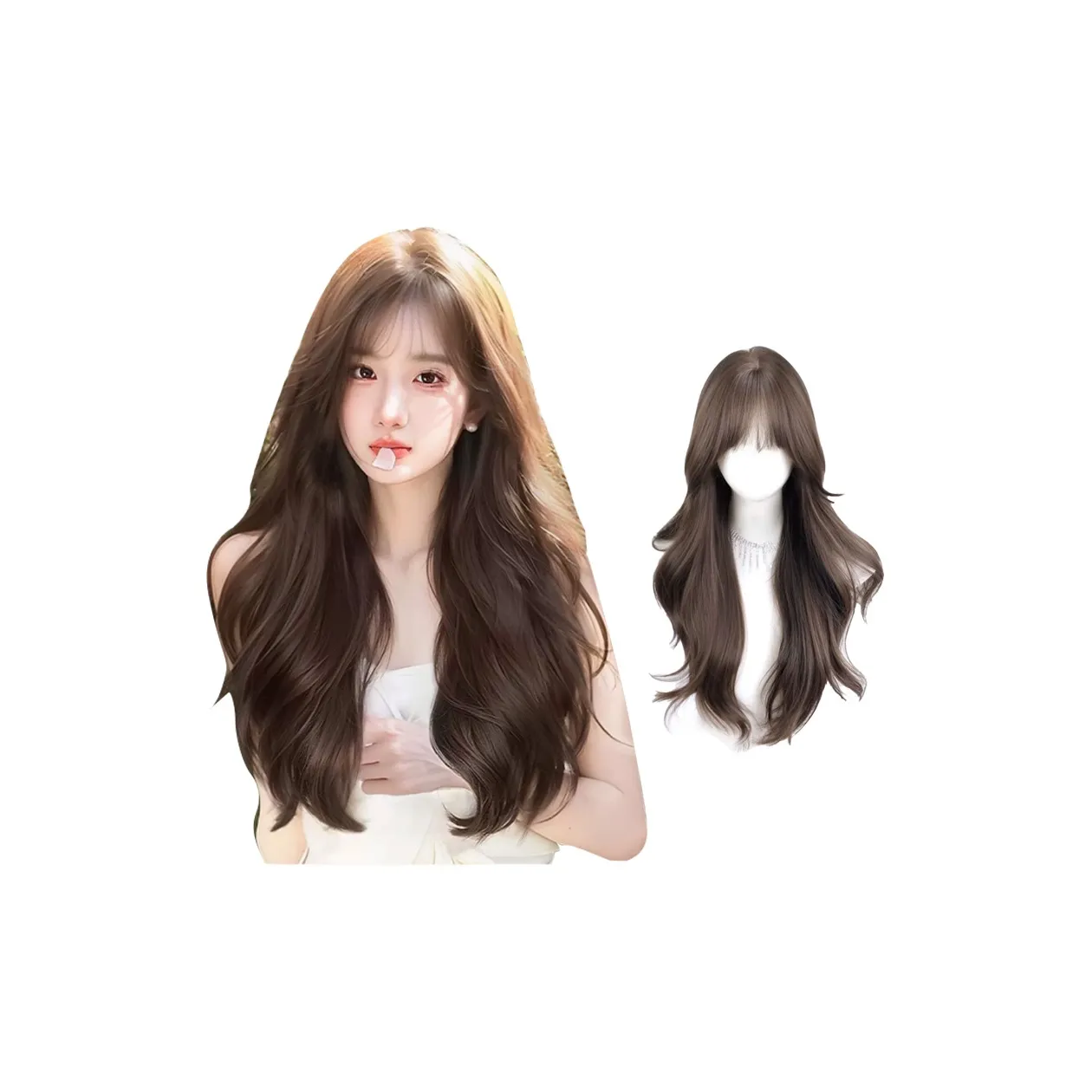 GLUNA Большая волна Длинный кудрявый парик с шапкой произвольного размера Split New Upgraded Большой Scalp