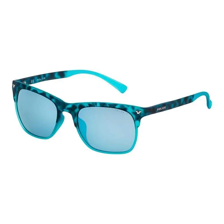 Police Injection Molded Rectangular Sunglasses Men's Blue